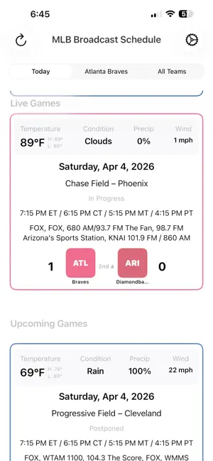 MLB Broadcast Schedule screenshot 2