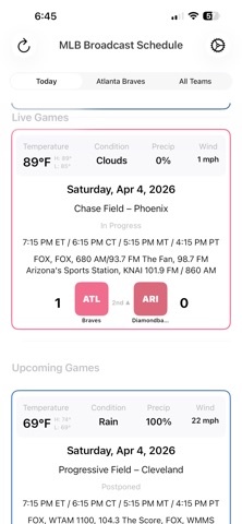 MLB Broadcast Schedule Screenshot 2 of 5