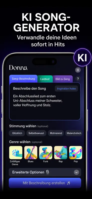 Donna KI Lied Musik Generator screenshot 2 of 4