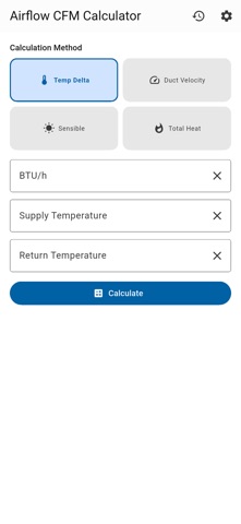 Airflow CFM Calc HVAC screenshot
