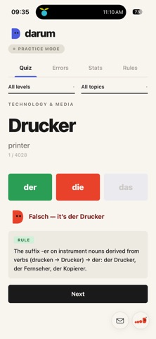 darum: learn German articles iPhone screenshot