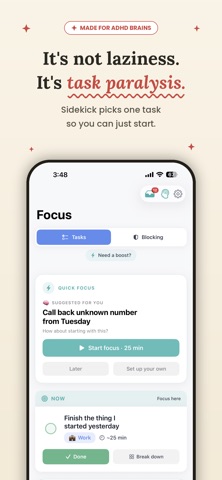 Sidekick: ADHD Focus Companion Screenshot 1 of 7