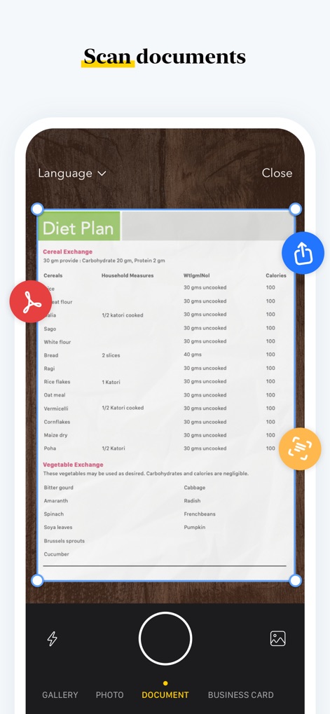 Notebook – Notes, Notepad - Esta ferramenta oferece um recurso de digitalização de documentos, como um 'Diet Plan', que permite aos usuários facilmente compartilhar e ajustar o conteúdo digitalizado dentro do aplicativo.