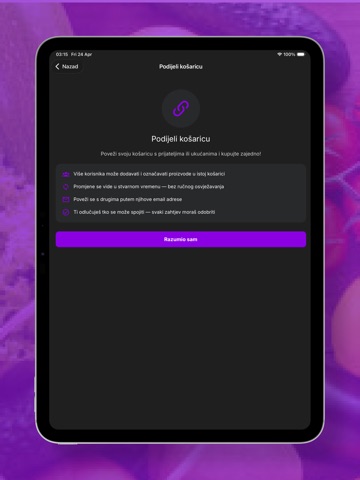 Košarica - Usporedi cijene iPad screenshot