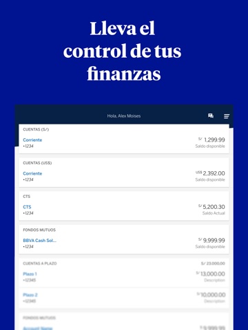 BBVA Perú | Banca Móvil iPad screenshot