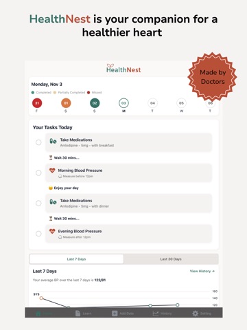 HealthNest Blood Pressure App ipad screenshot 2