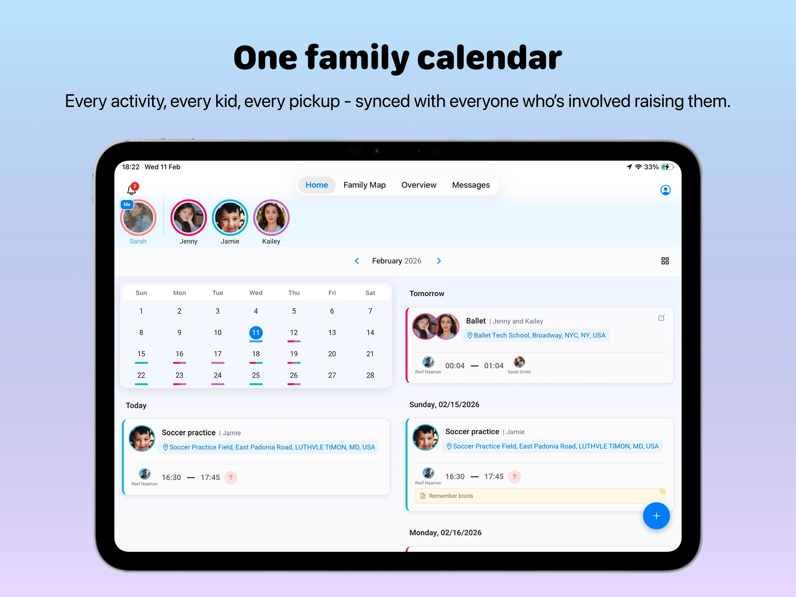 Kidow: Family Calendar & Map
