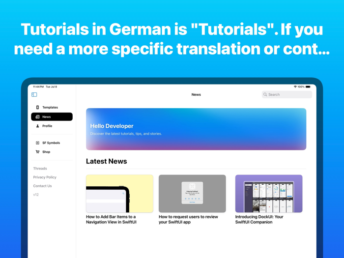 Dock UI Snippets für SwiftUI