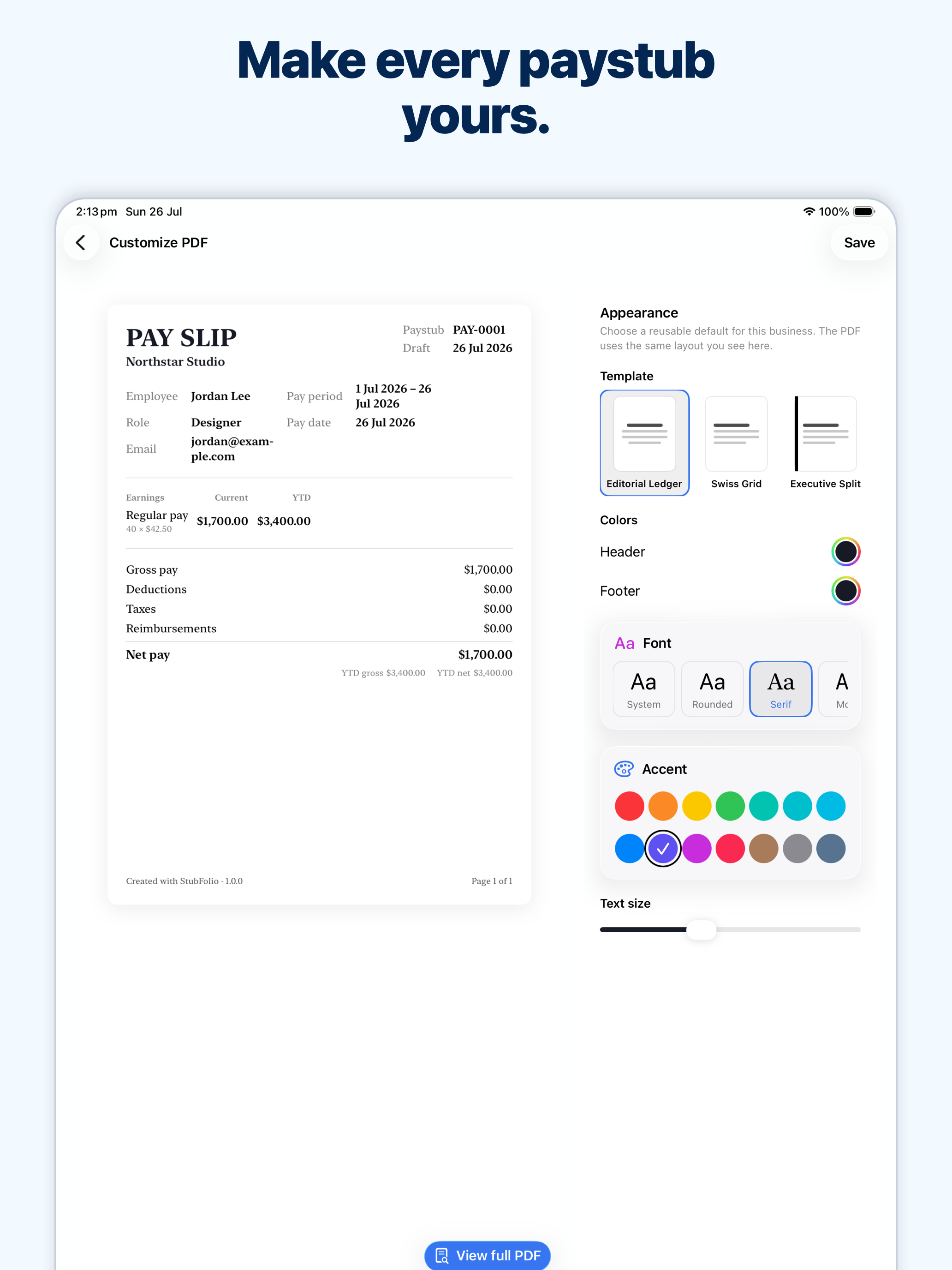 Paystub Maker app: StubFolio screenshot 7