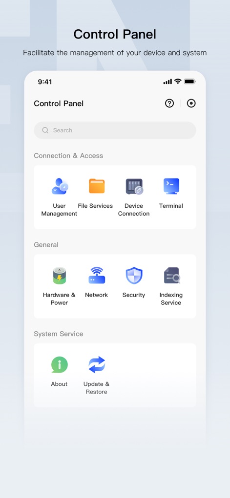 UGREEN NAS - Il "Control Panel" offre un accesso rapido a impostazioni cruciali, come la "User Management" e le configurazioni di "Network", per un controllo completo del sistema.