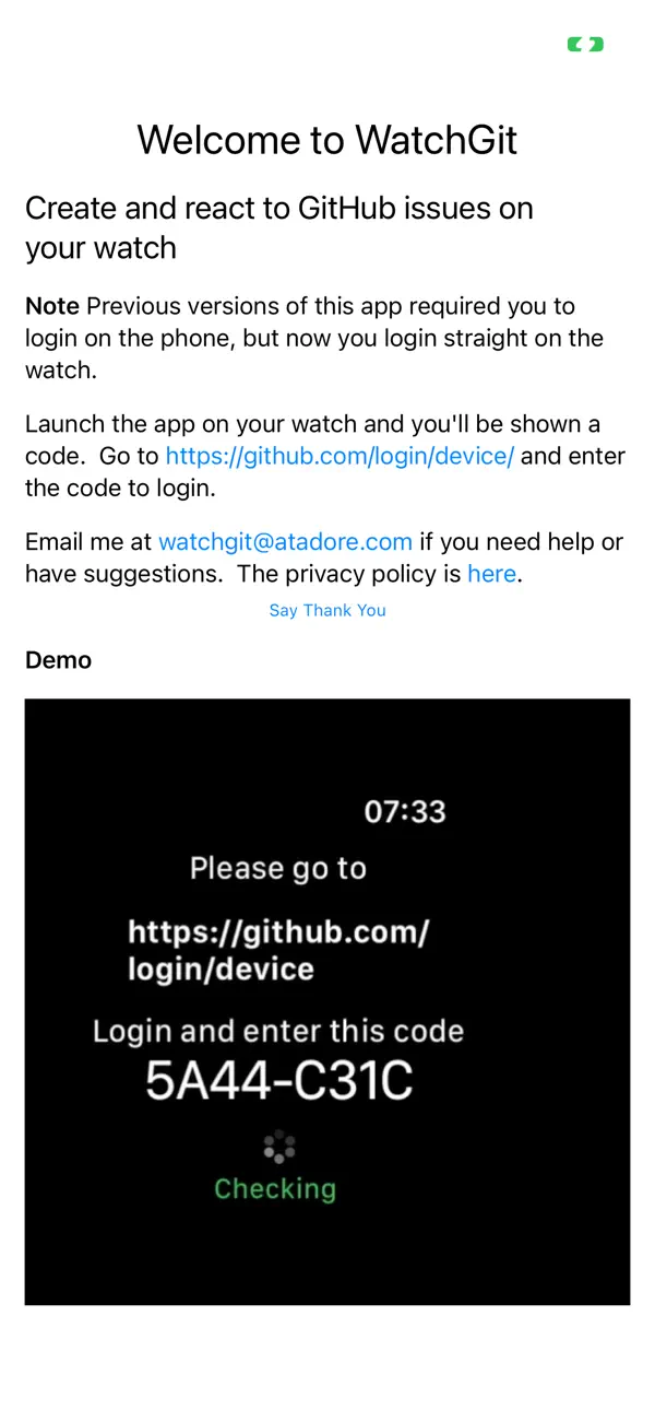 #1. WatchGit (iOS) Ved: Atadore