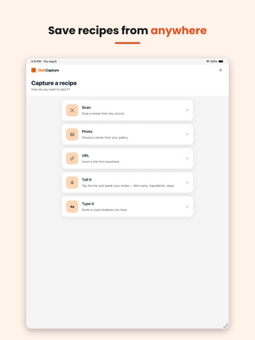 DishCapture iPad screenshot