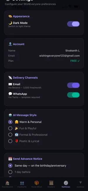 WishEveryone: Auto Wishes screenshot 1