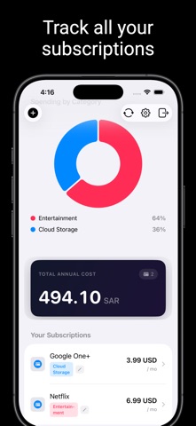 0+: Subscription Tracker screenshot