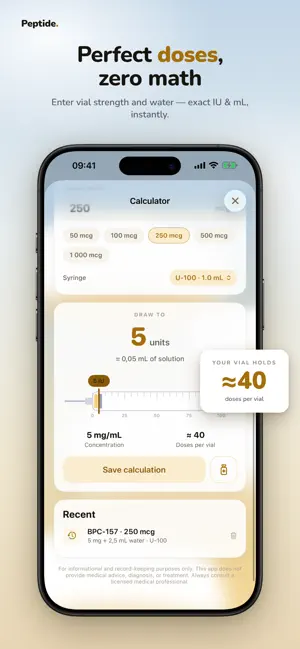 Peptide: Tracker & Calculator screenshot 1