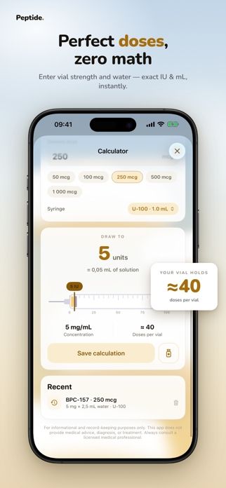 Peptide: Tracker & Calculator Screenshot 1 of 6