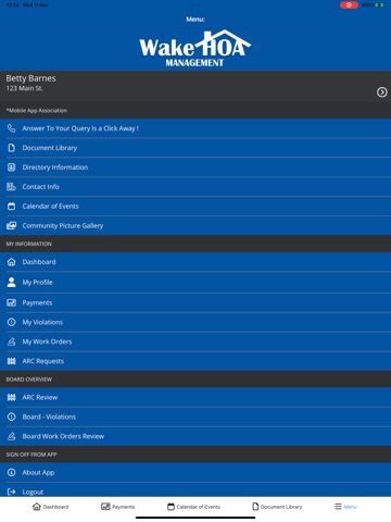 Wake HOA Management iPad screenshot