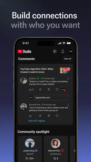 Capture d'écran de YouTube Studio sur iPhone 4