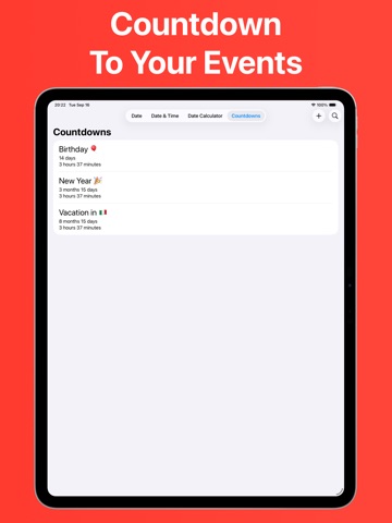 Countdown Widget Days to Event iPad screenshot