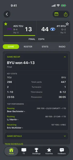 TCU Football Schedules screenshot 3