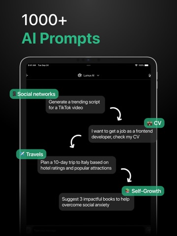 AI Chatbot - Lumux AI iPad screenshot