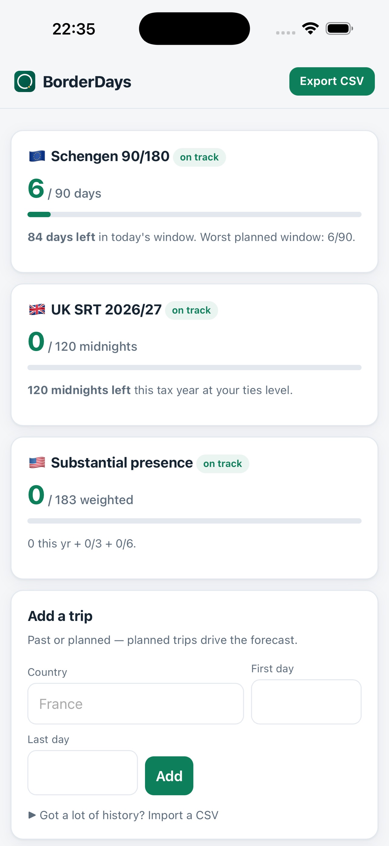 Screenshot 2 of BorderDays: Residency Days