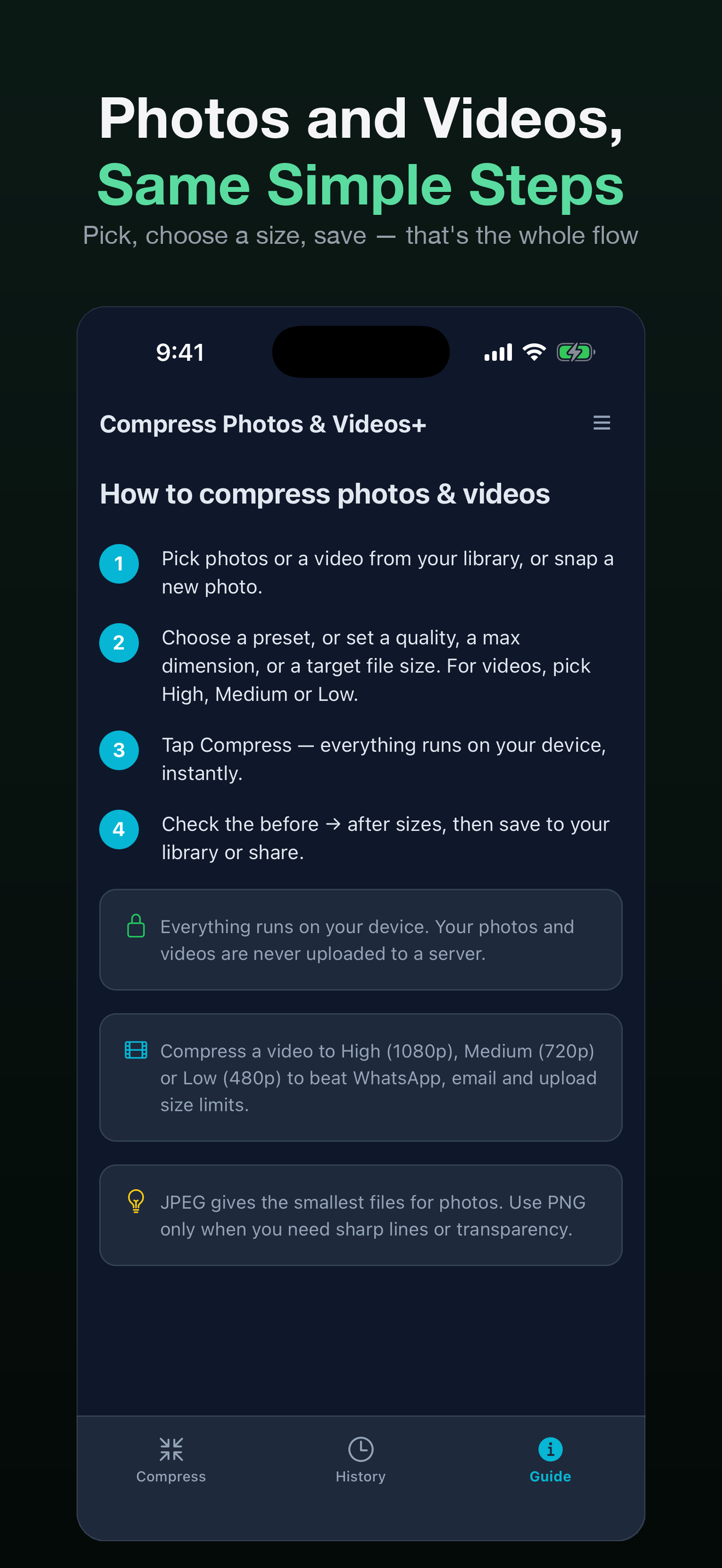 Compress Photos & Videos+ screenshot 2