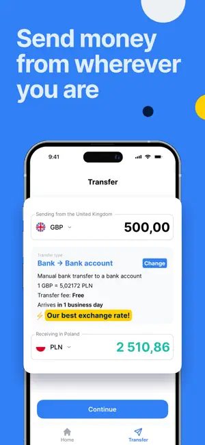 TransferGo: Money Transfer iPhone screenshot 2