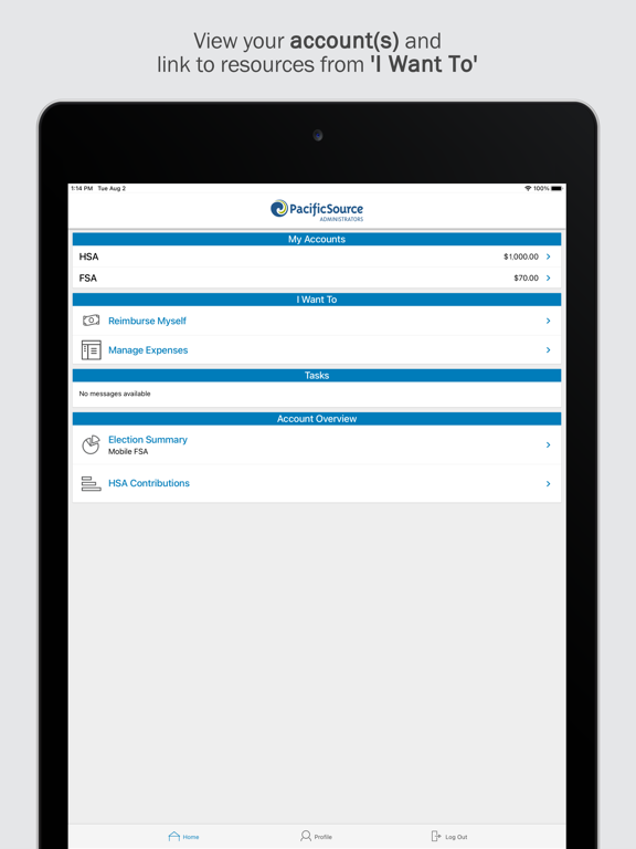 myPacificSource Admin (PSA) iPad screenshot 1 - Health & Fitness app