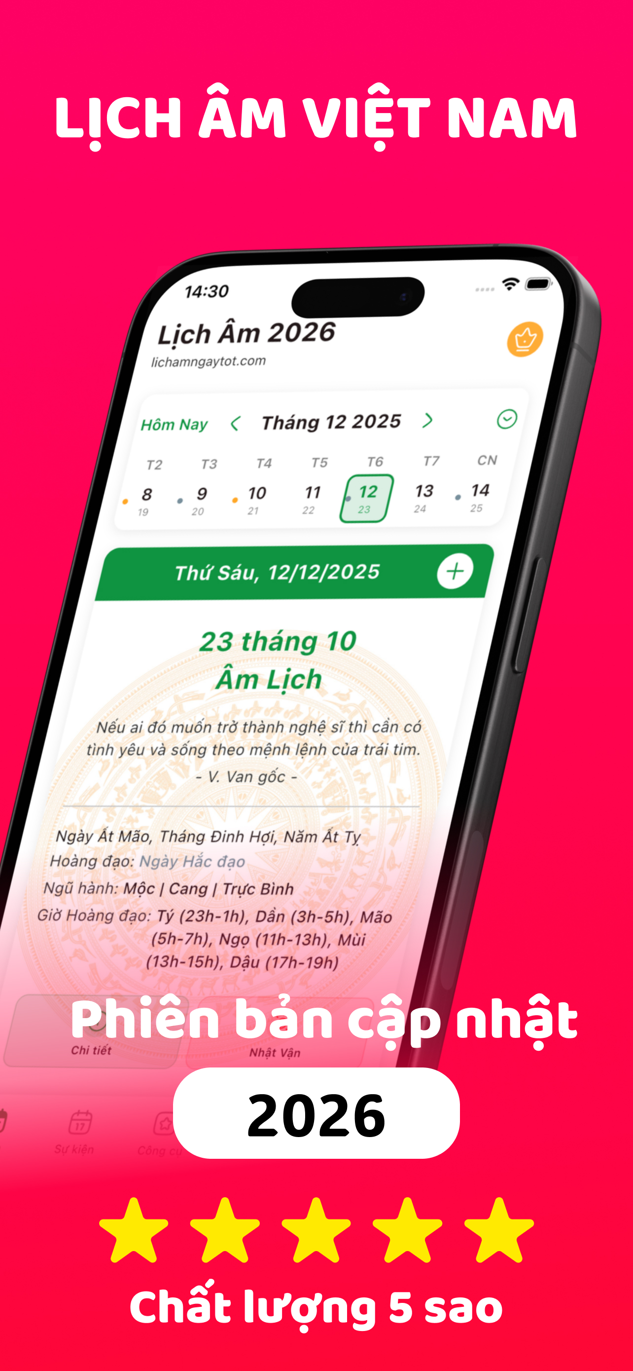 Lịch Âm 2026 - Lịch Vạn Niên