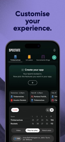Spectate Sports: Basketball iPhone screenshot