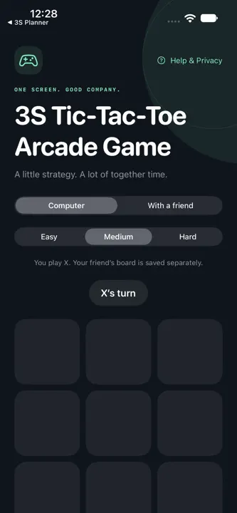 3S Tic-Tac-Toe Arcade Game screenshot 1