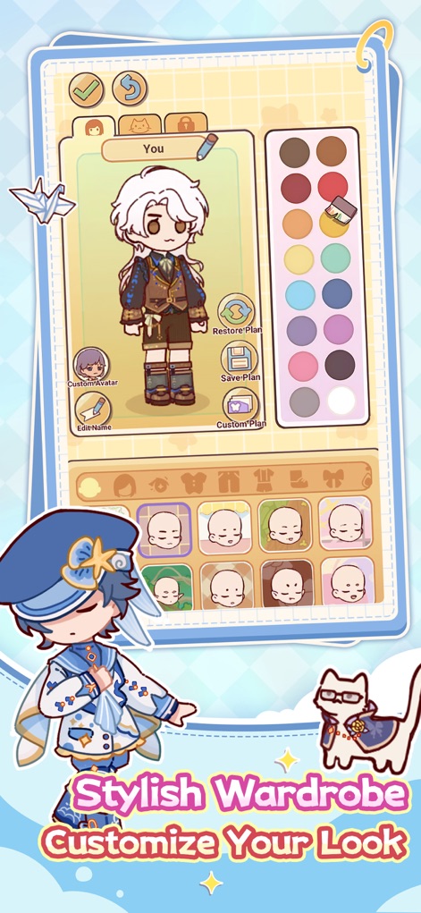 My Leisure Time - The tool provides deep avatar customization, allowing users to choose from numerous clothing items and adjust colors using an intuitive palette selector for a unique look.