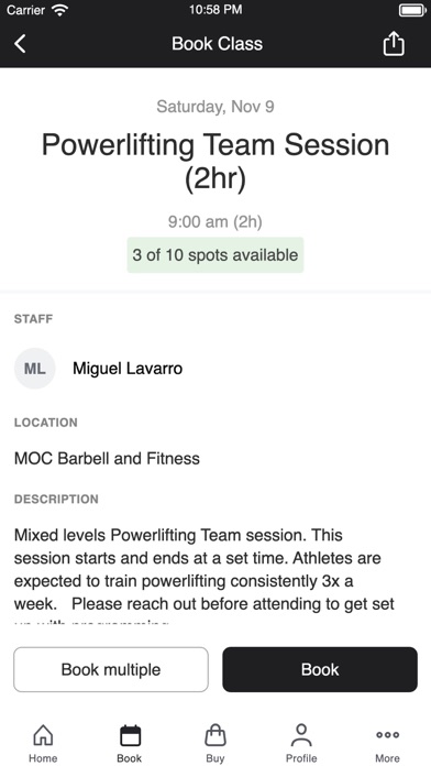 MOC Barbell and Fitness Screenshot