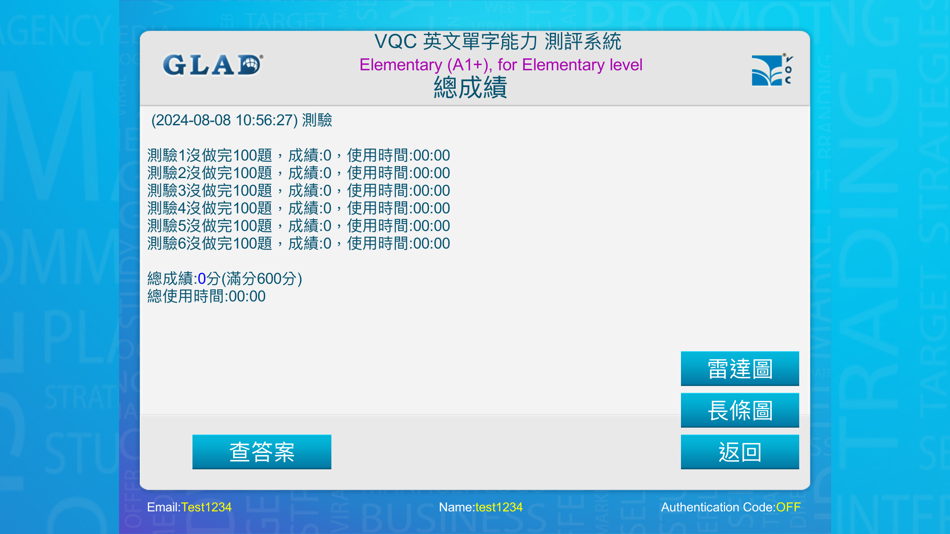 #9. 新北市 VQC 英文單字能力測評系統 (iOS) Με: GLAD