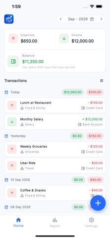 SpendWise Expenses Tracker iPhone screenshot