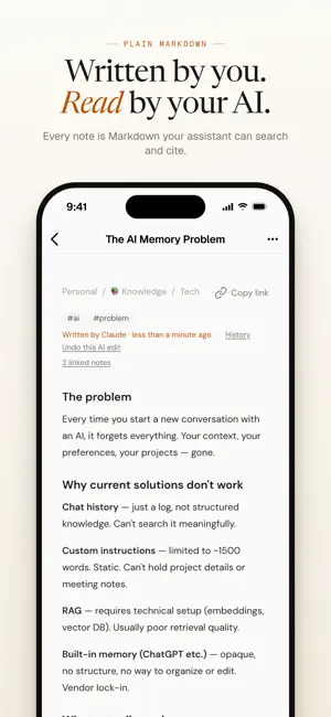 Hjarni Notes: AI Memory screenshot 2
