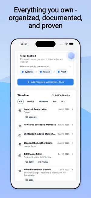 Keepr: Home & Asset Care screenshot 1