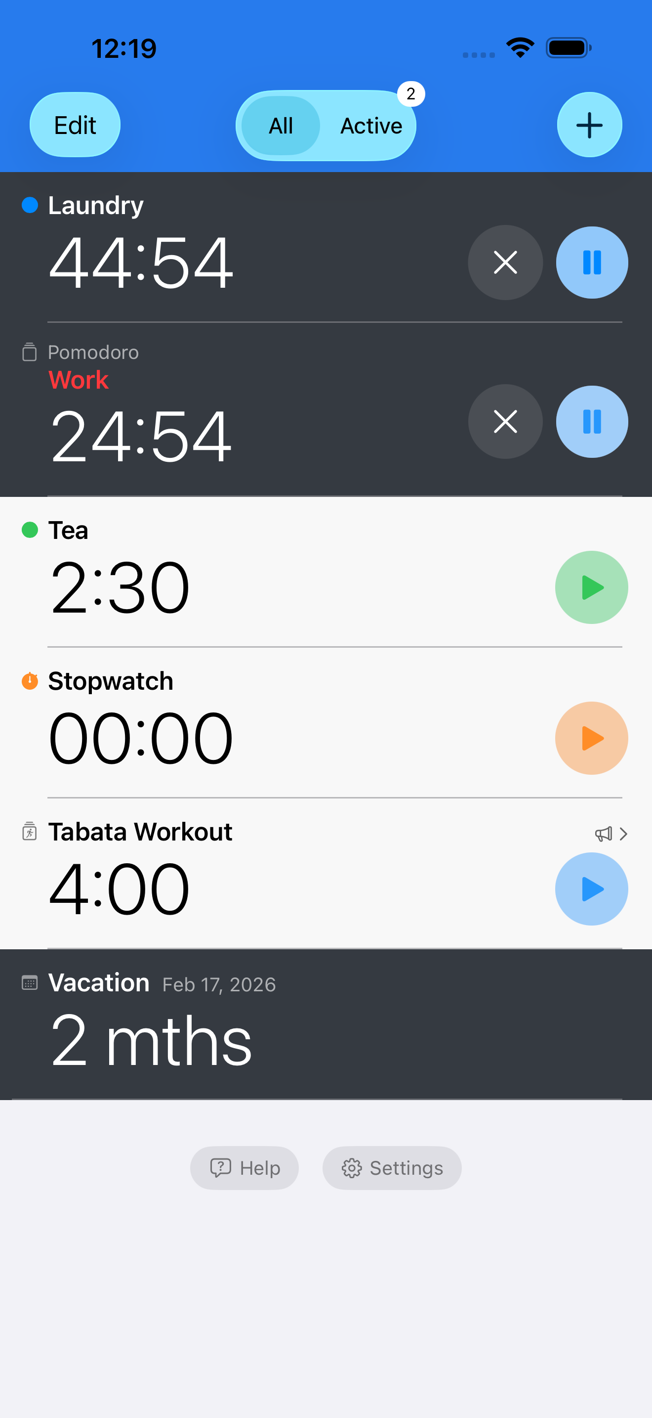 Timer+ Timers and Stopwatches