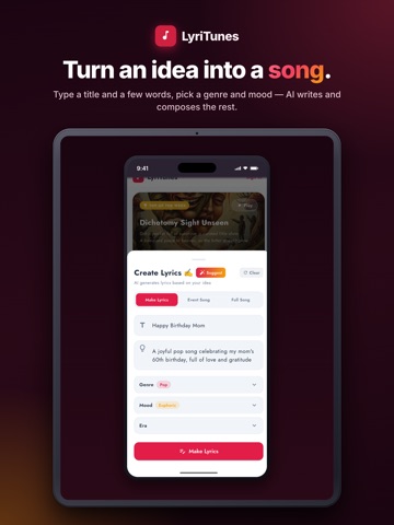 LyriTunes - Lyrics, Song Maker iPad screenshot