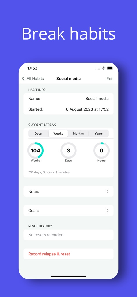 Habit Tracker - Days Since - Health & Fitness App | MWM
