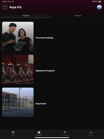 Viya Fit iPad screenshot