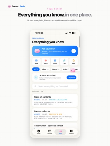 Second Brain - AI Assistant iPad screenshot