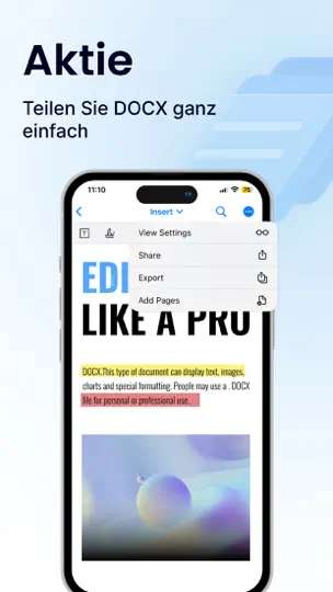 Screenshot von Office Word: Schreibprogramm auf dem iPhone 8