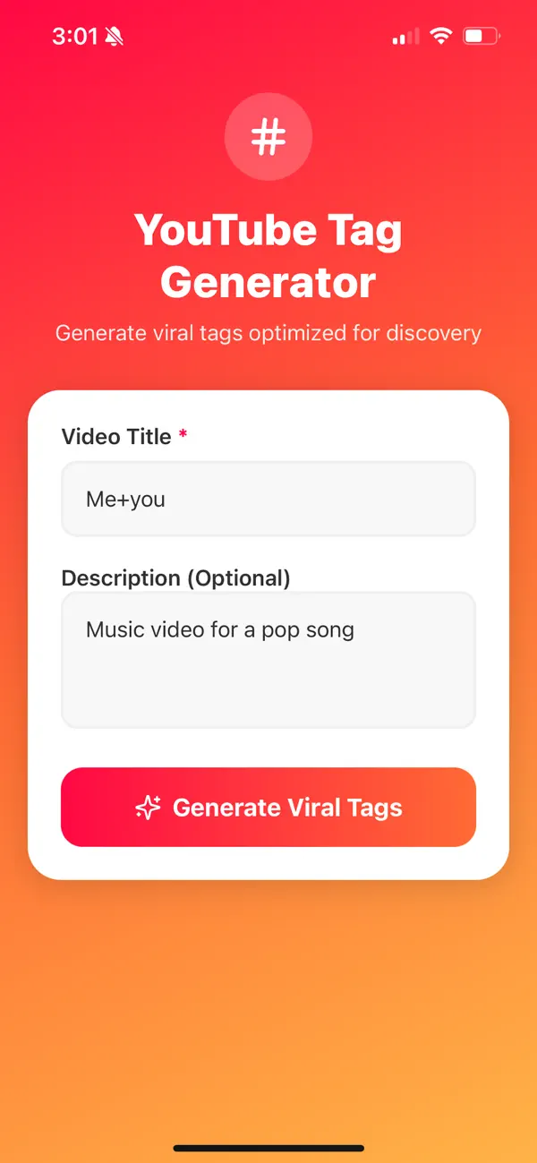 Screenshot #1 pour YT Tags: Hashtag Generator
