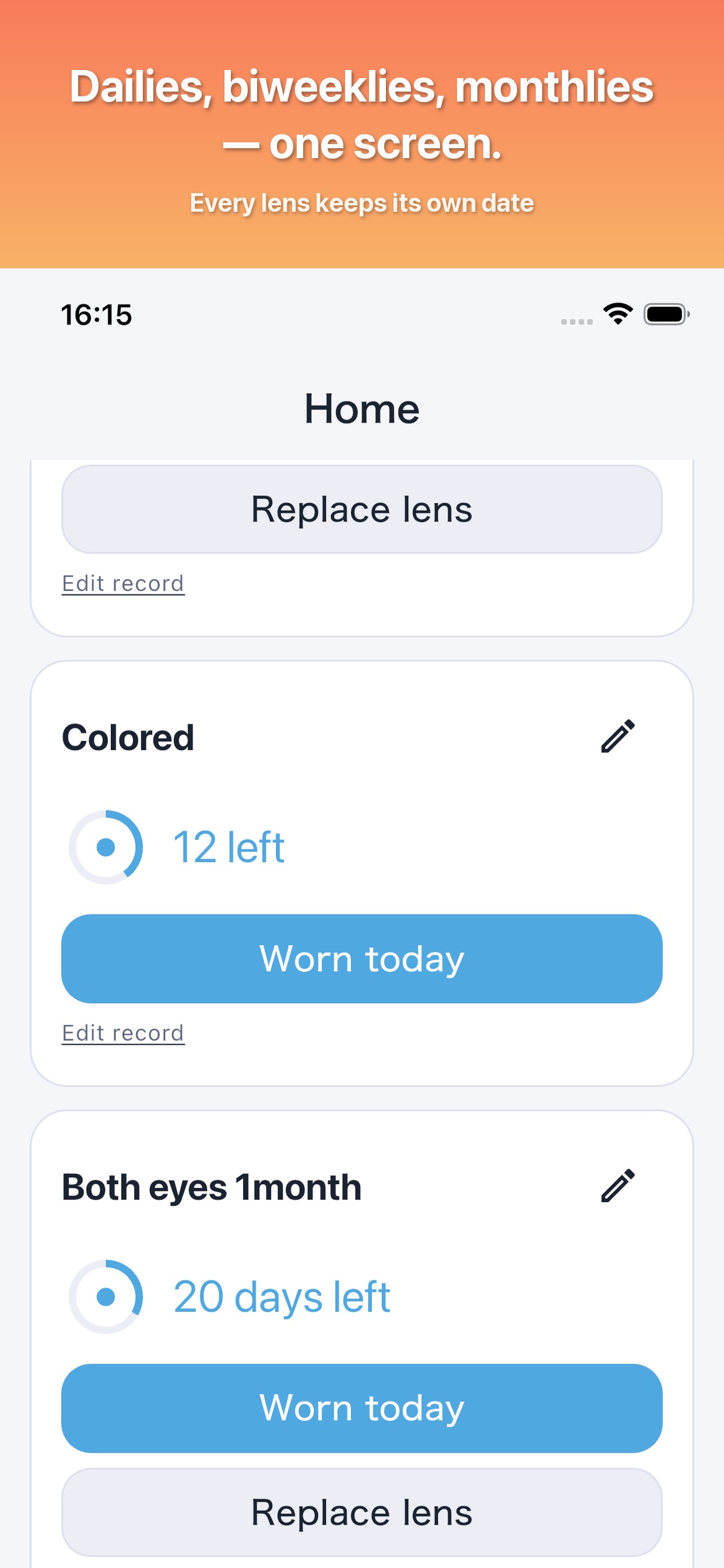 Screenshot 2 of LensMate-Contact Lens Reminder