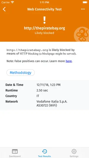 OONI Probe screenshot 3