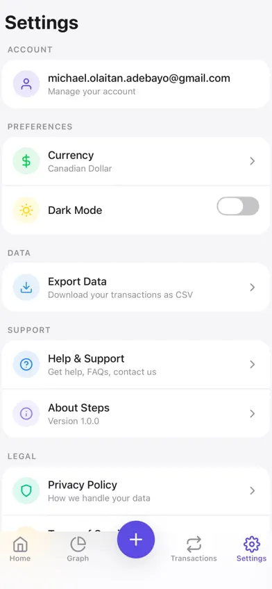 Steps Budget Tracker screenshot 1