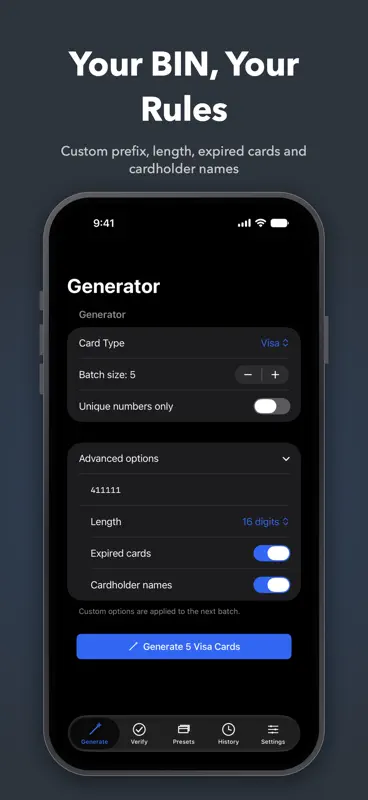 Credit Card Generator: Test screenshot 2 of 10