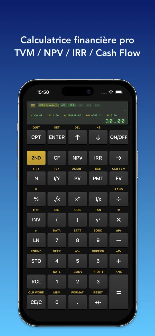 Screenshot #1 pour FinCalc: Emulateur BA II Plus